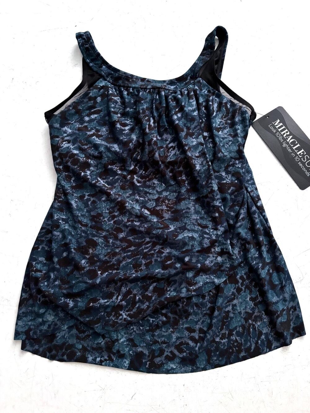 Miraclesuit Tankini Bikini Swim Top New Underwire Titania Ursula Black Multi 8